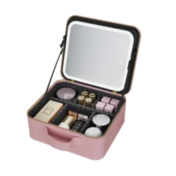 תיק איפור מחולק עם מראה ותאורת לד דגם MCB450 מבית MIRACASE בצבע זהב